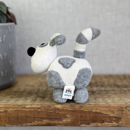 Jellycat Crazy Dog - Grey/White Vintage Miniature Beanie Velour NWOT 4"