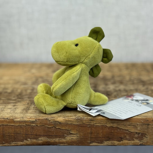 Jellycat My First Dinosaur Rattle - Small Velour Green Rattle Beanie Retired 8"