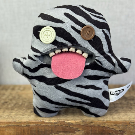 Fuggler Oogah Boogah Zebra Print - Grey Striped Fuggler Soft Toy Plush Grey