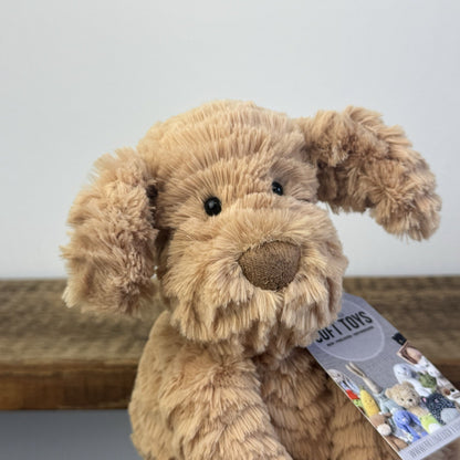 Jellycat Fuddlewuddle Puppy Medium - Light Brown Beige Dog (First Edition) 8"