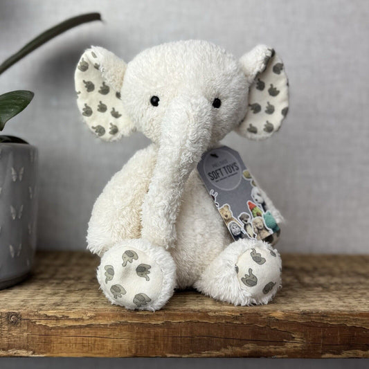 Jellycat Little Moonbeam Elly - Nugget Elephant White Textured Retired 12”