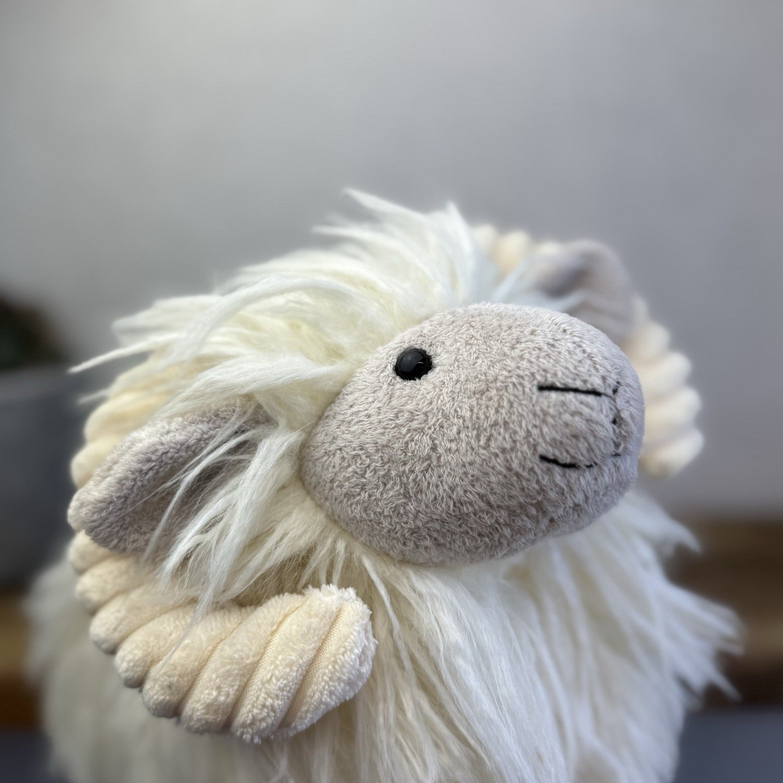 Jellycat Charming Ram - Large Fluffy Long Haired Sheep/Ram Farm Animal Tags 12"