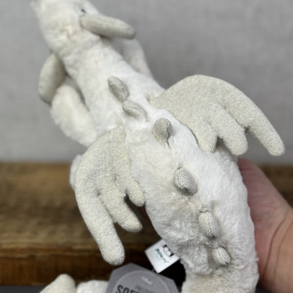 Jellycat Little Snow Dragon - White/Glitter Beanie Small Dragon Retired 11”