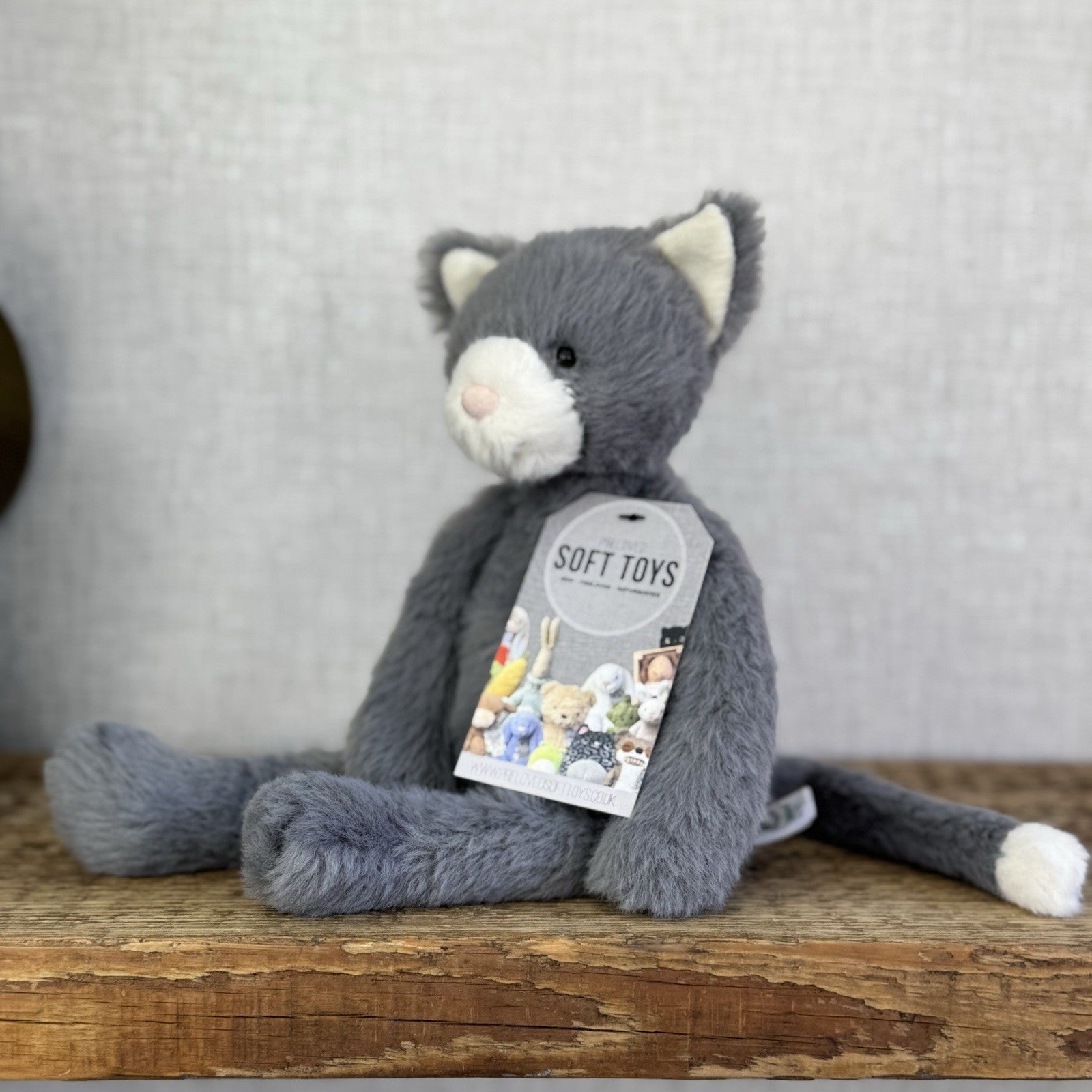 Jellycat Sweetie Kitten - Small Fluffy Light Grey Beanie Kitten White Face (#2)