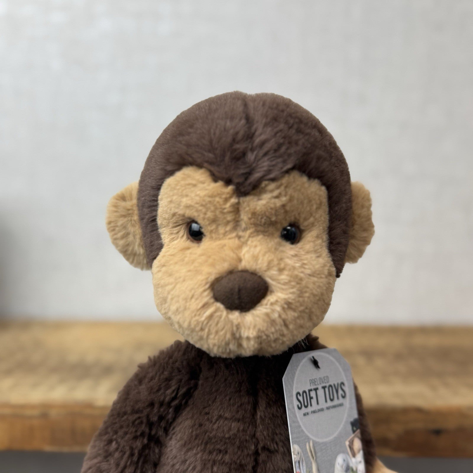 Jellycat Wumper Monkey - Deep Brown Super Soft Monkey Soft Beanie Retired 12”