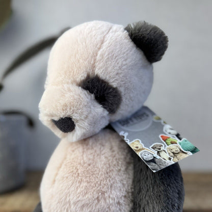 Jellycat Medium Puffles Panda - Super Soft Sitting Cream & Black Panda 13"