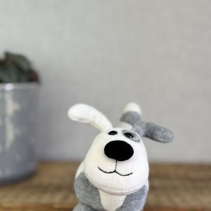 Jellycat Crazy Dog - Grey/White Vintage Miniature Beanie Velour NWOT 4"