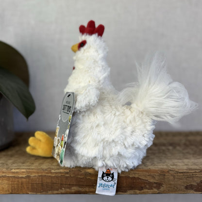 Jellycat Bessie Chicken - Small White Beanie Chicken Soft Toy Retired Rare 10”