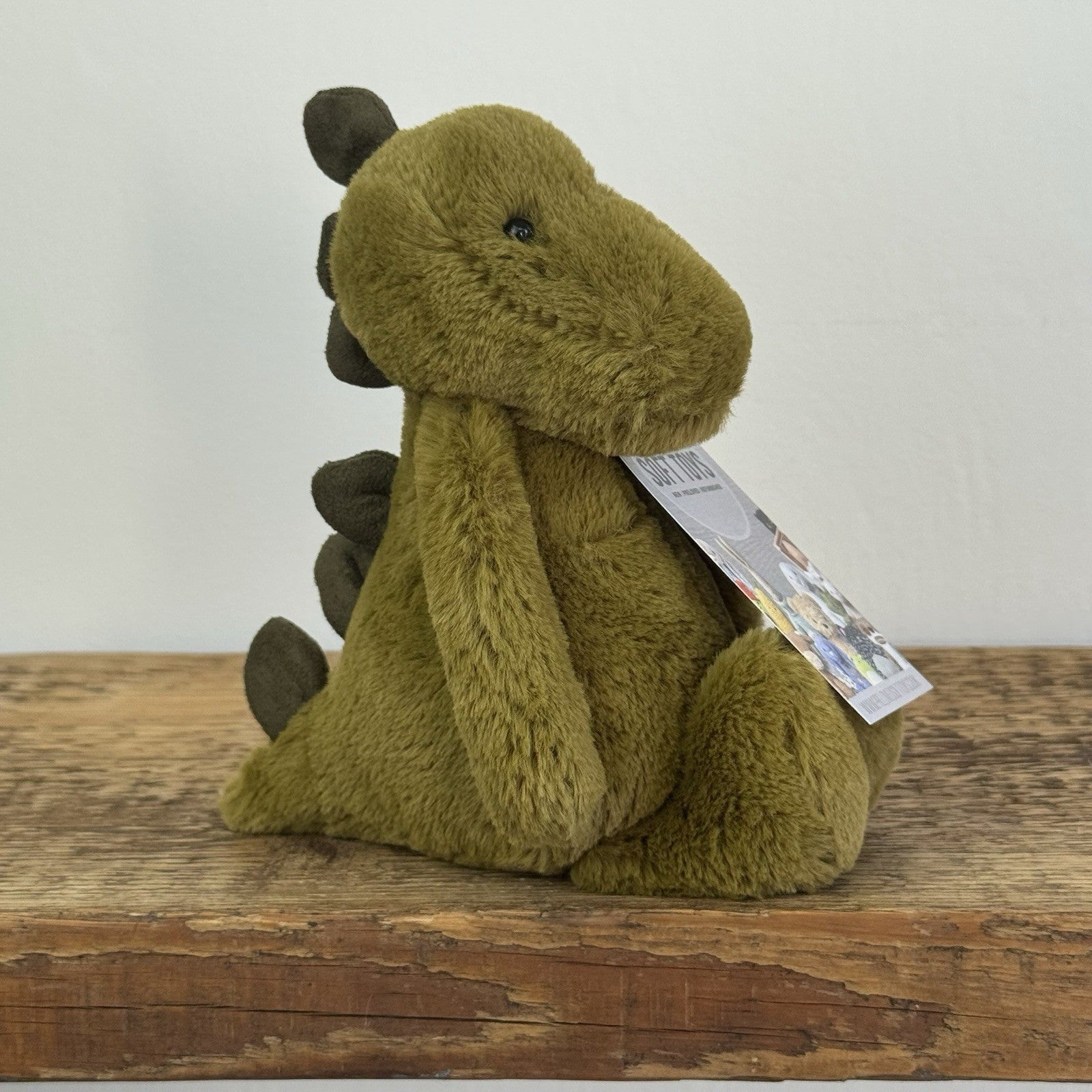 Jellycat Small Bashful Green Dino - Green Olive Beanie Dinosaur Soft Toy 8”