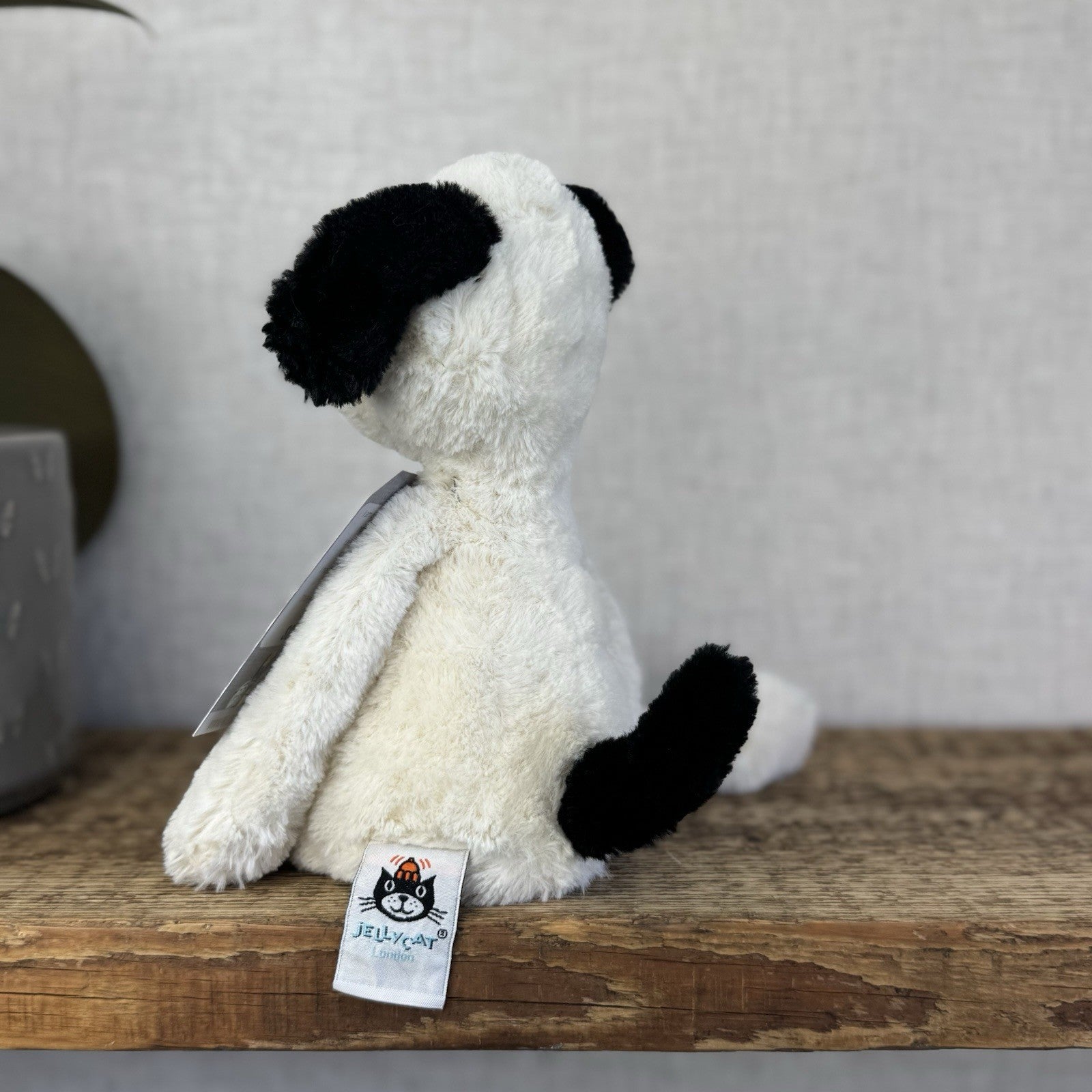Jellycat Pitterpat Puppy Dog - Long Leg Puppy Jellycat - Black & Cream Puppy 14"