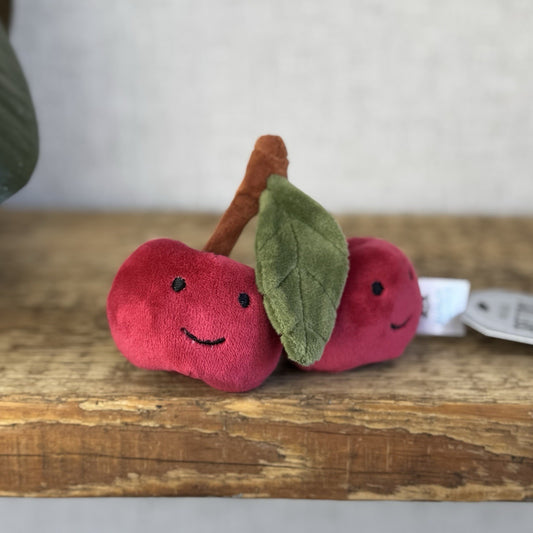 Jellycat Fabulous Fruit Cherry - Small Velour Cherries Soft Toy Beanie Plush 4”