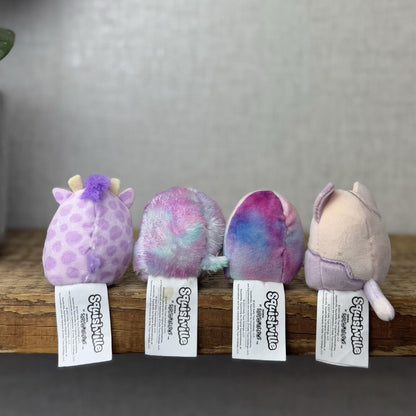 Squishmallow Squishville - Purple Pals Squad - Carlota, Patrick, Bashira & Jazzy