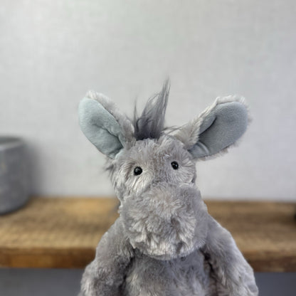 Laura Ashley Donkey Plushie Soft Toy - Textured Grey Floppy Beanie Donkey