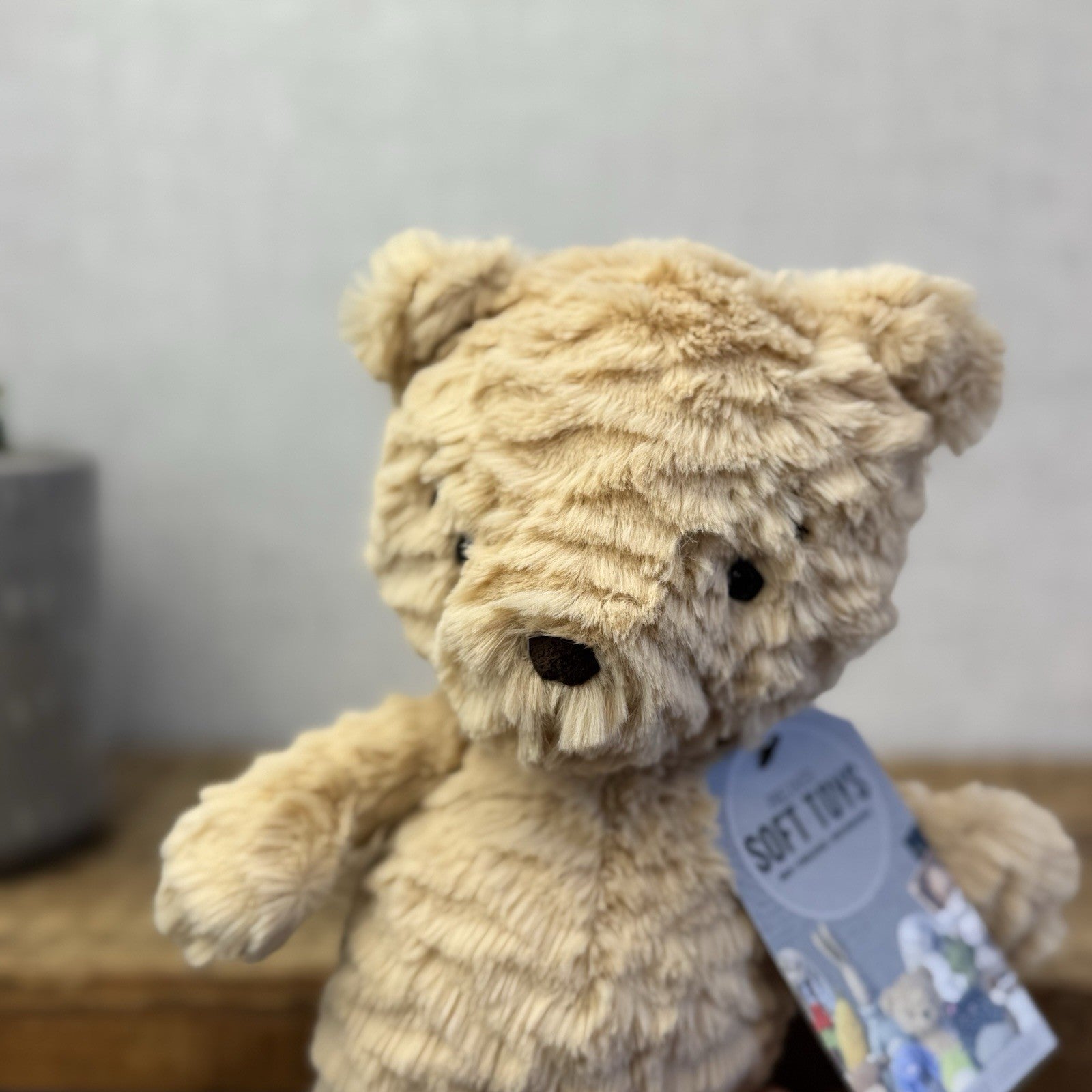 Jellycat Squishu Bear - Small Honey Colour Textured Bear Beanie Retired 10"