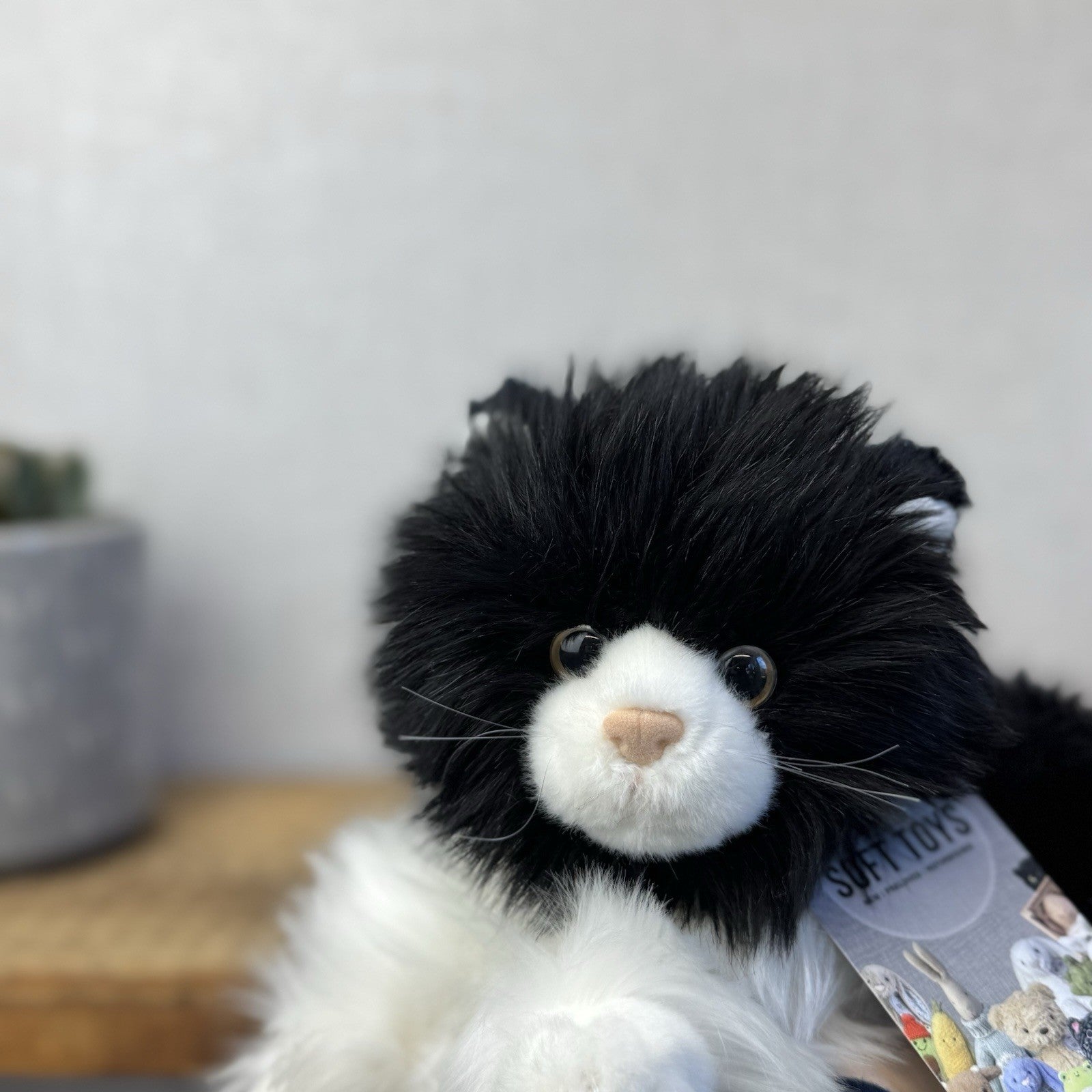 TY Kitties Black & White Fluffy Cat Soft Toy Retired Beanie 2007