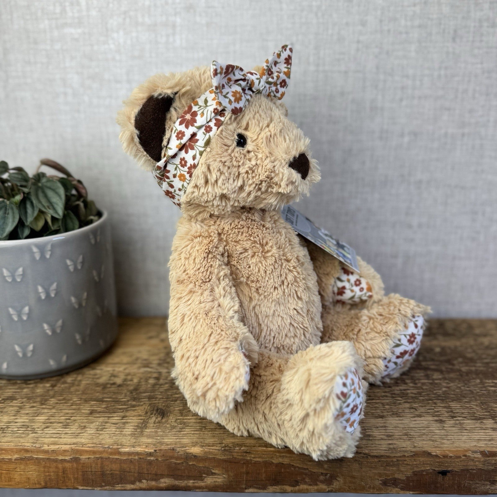 Jellycat "Autumn" Bear - Custom Edward Bear Soft Toy Blossom Print Paws 12" OOAK