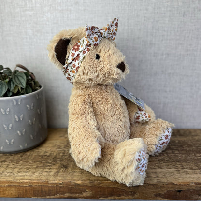 Jellycat "Autumn" Bear - Custom Edward Bear Soft Toy Blossom Print Paws 12" OOAK