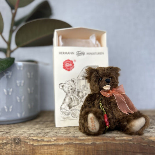 Teddy Hermann Original Miniature Bear With Box - 2000 Bear With Bow 6”
