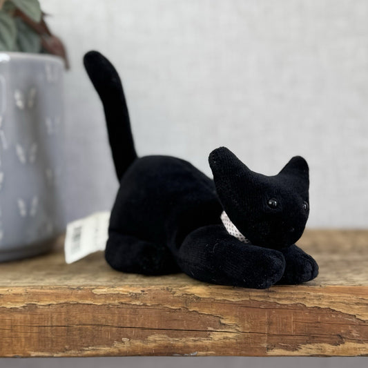 Jellycat Pouncing Katerina Kat - Small Black Cat Vintage Tags Mini Beanie 5" 