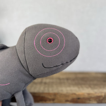 Jellycat Zaggy Chameleon - Green Chameleon Soft Toy Beanie Large Grey/Pink 19”