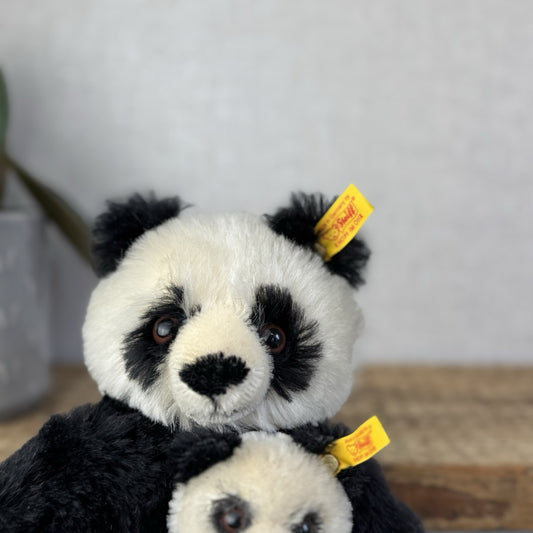 Steiff Vintage Panda Bear & Baby - Mohair Panda Rare Small 660818 Collector Item