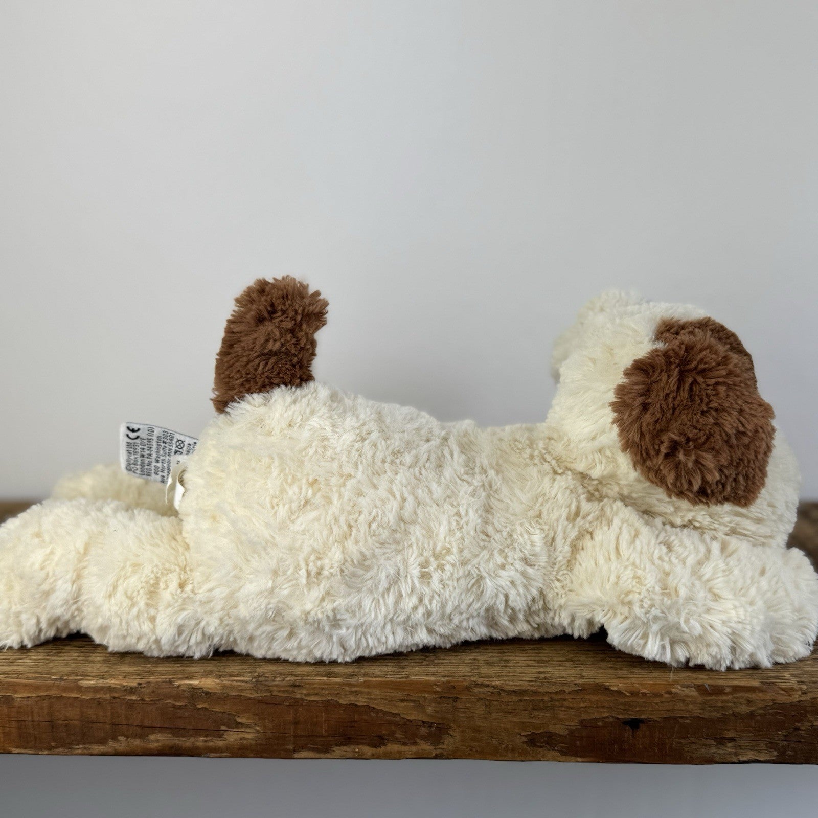 Jellycat Tumblie Biscuit Puppy Dog - Beige/Tan Patch Dog Laying Plush 14"