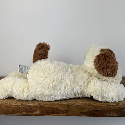 Jellycat Tumblie Biscuit Puppy Dog - Beige/Tan Patch Dog Laying Plush 14"