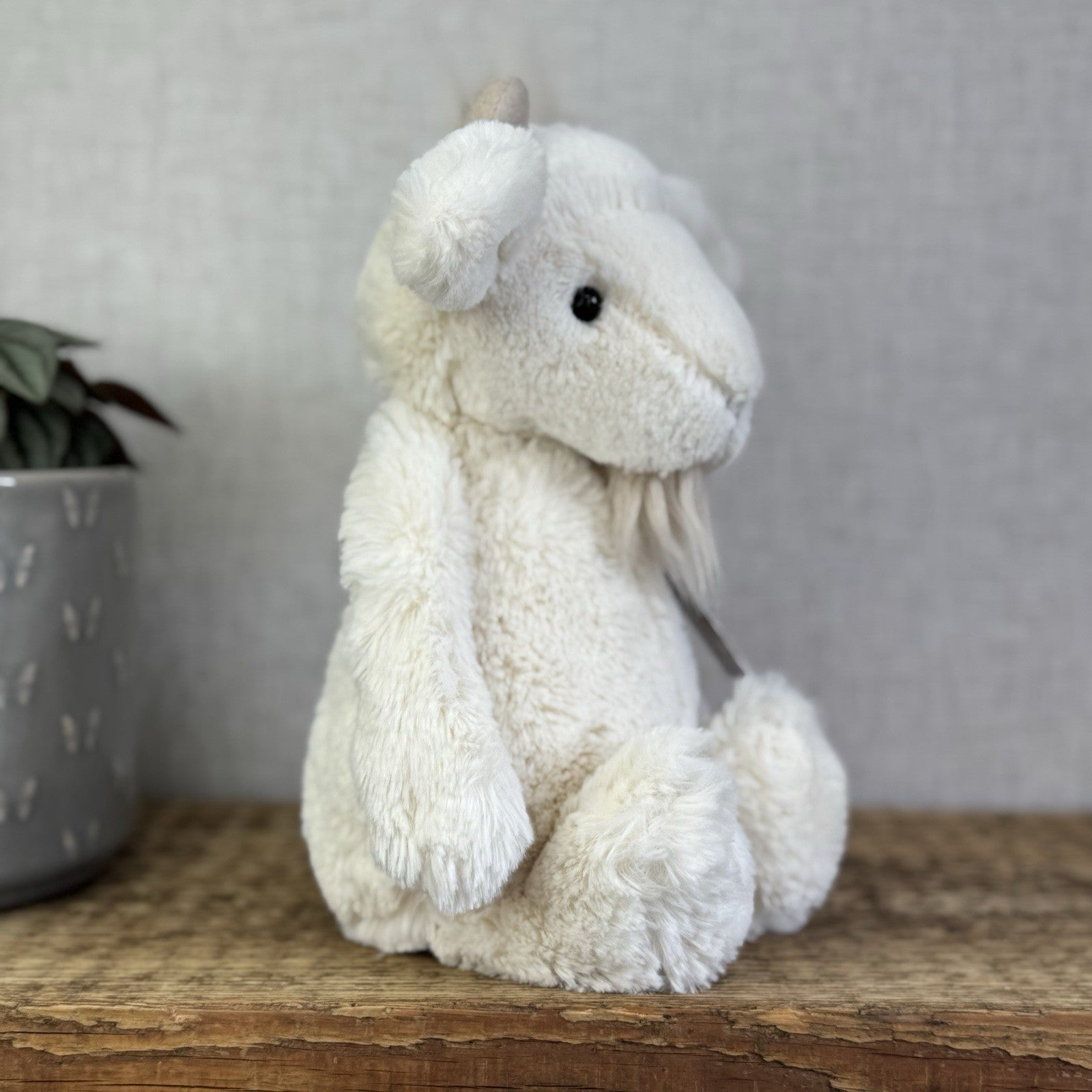 Jellycat Medium Bashful Billy Goat Billie Goat White Beanie Bearded Soft Toy 12"