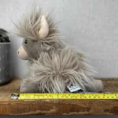 Jellycat Gamboldown Cow Grey/beige Fluffy Beanie Cow Small Retired 8”