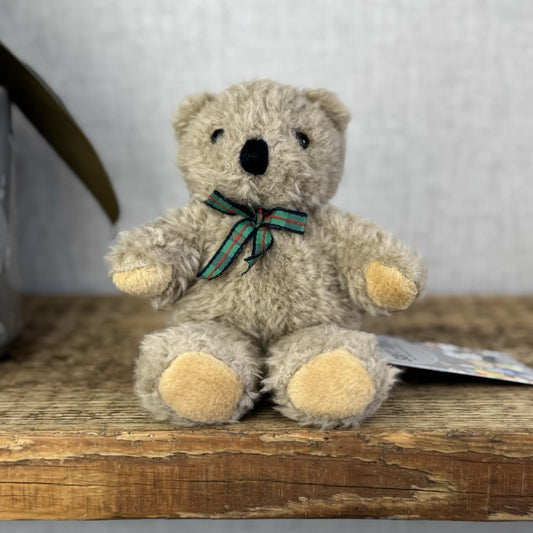 Manhattan Toy Company Mini Vintage Bear - Tartan Bow Tiny Bear Traditional 6”