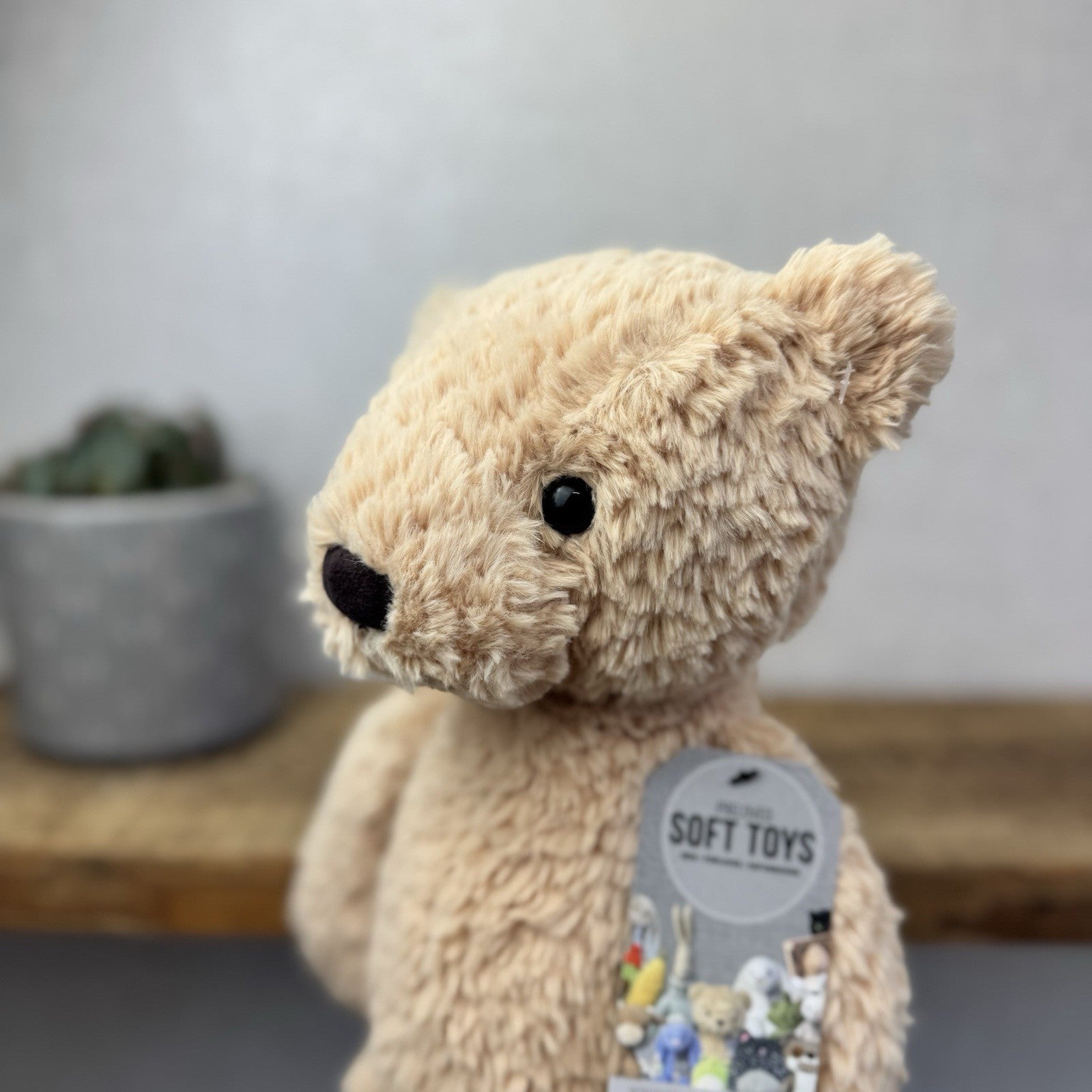 Jellycat Medium Finley Bear - Beige Textured Beanie Soft Toy Bear Retired 16"