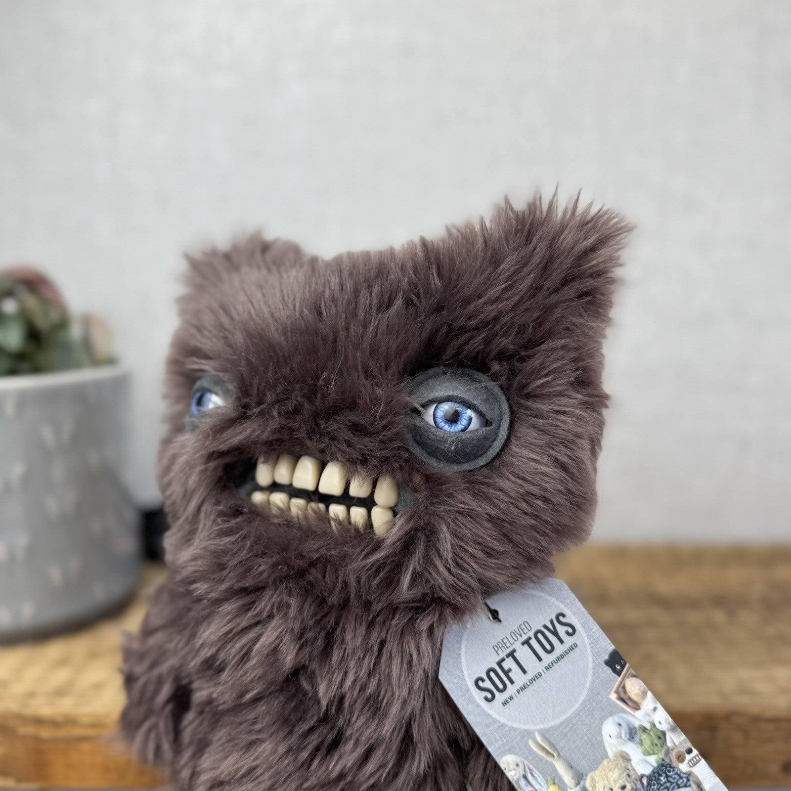 Fuggler Munch Munch - Brown Fluffy Blue Eyed Funny Ugly Monster Retired