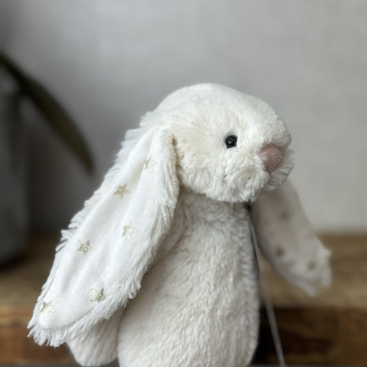 Jellycat Small Twinkle Bunny - Cream Rabbit With Star Ears - Small Cream 8”