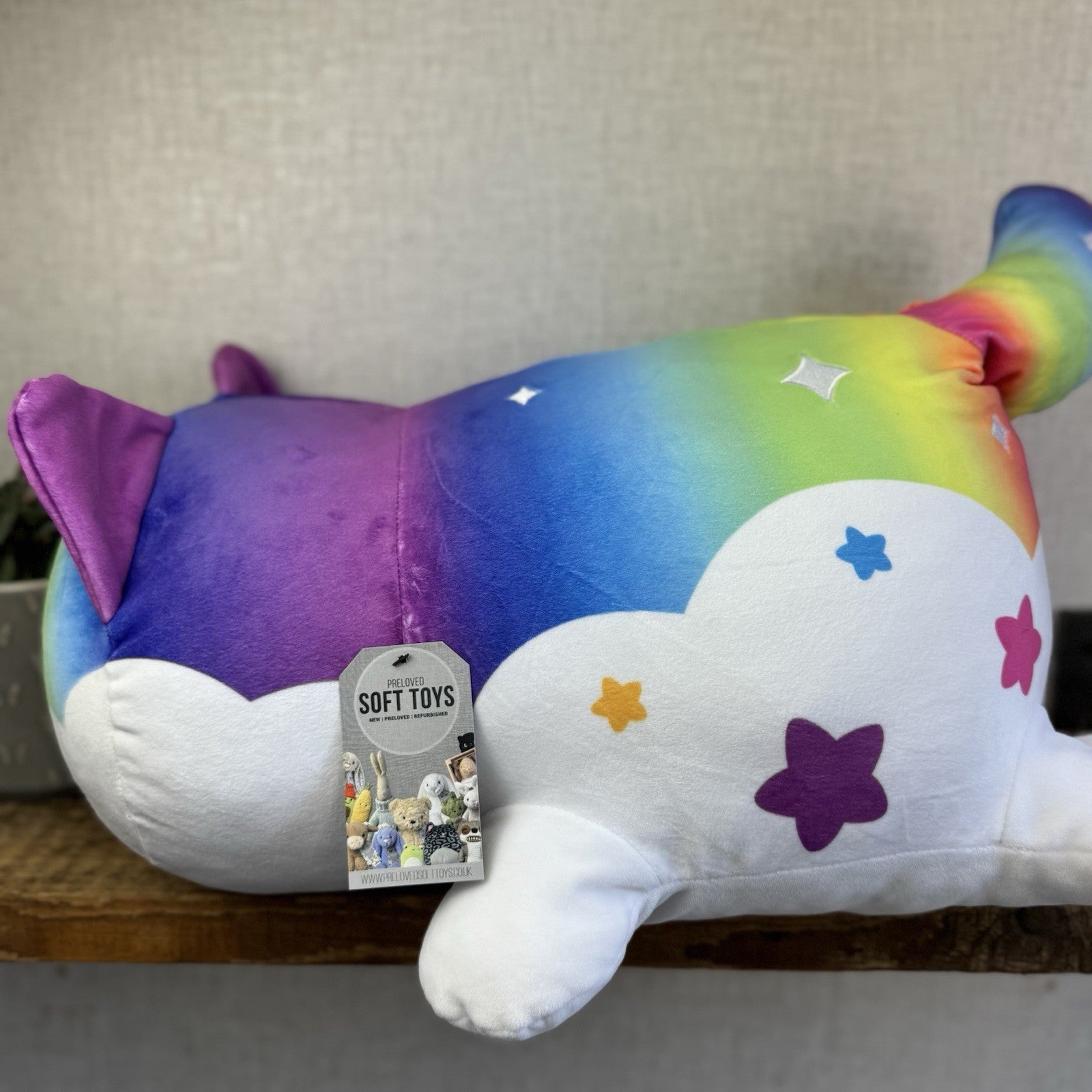 Jumbo Aphmau MeeMeows Galaxy Cat - Rainbow Cat Huge Squishmallow Plush Rare 16"