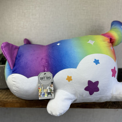 Jumbo Aphmau MeeMeows Galaxy Cat - Rainbow Cat Huge Squishmallow Plush Rare 16"