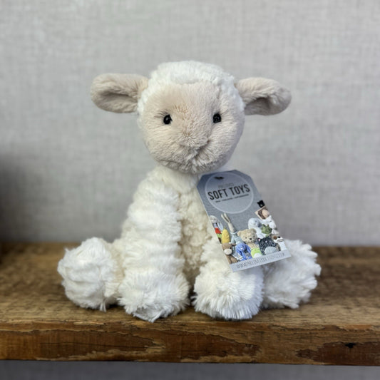 Jellycat Medium Fuddlewuddle Lamb Beige Face Textured Sheep Beanie 9"