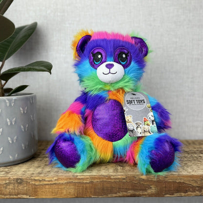 BAB Build A Bear Lisa Frank Shaggy Rainbow Bear - Fluffy Rainbow BAB Rare 10"