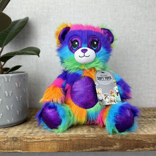 BAB Build A Bear Lisa Frank Shaggy Rainbow Bear - Fluffy Rainbow BAB Rare 10"