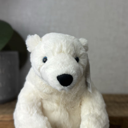 Jellycat Small Elwin Polar Bear - White Sitting Bear Plush Blue Eyes with tags