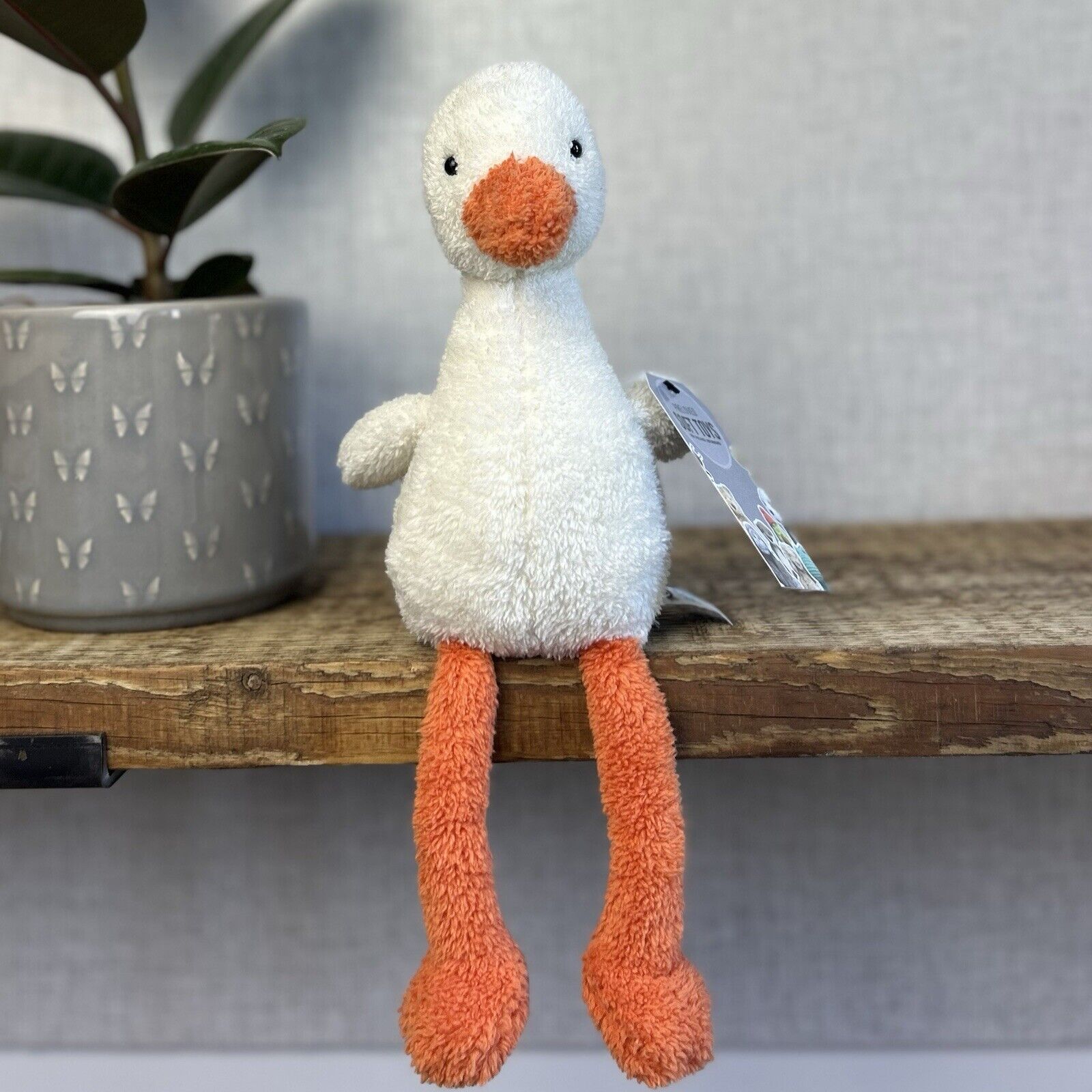 Jellycat Medium Slackajack Duckling - White Textured Duck Long Legs 12"