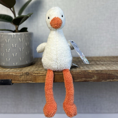 Jellycat Medium Slackajack Duckling - White Textured Duck Long Legs 12"