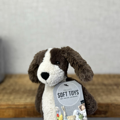 Jellycat Small Bashful Fudge Puppy - Brown Spaniel Bashful Dog Beanie Plush 8"