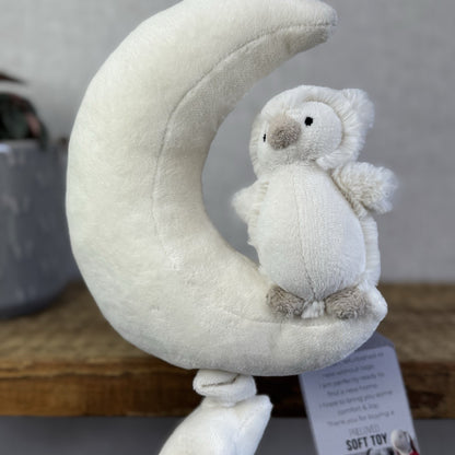 Jellycat Snowy Owl Musical Pull - Baby Owl Musical Toy Pram Pushchair Lullaby