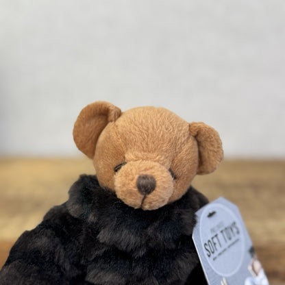 Russ Berrie Fortuna Teddy Bear - Small Beanie Bear Black Fur Coat Rare Mini 7"