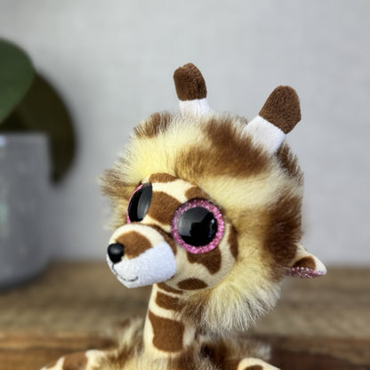 TY Beanie Boo Collectable Gertie Giraffe - Fluffy Big Eye Sparkly Giraffe NWOT
