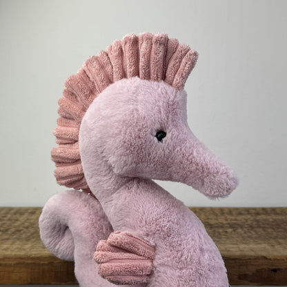 Jellycat Sienna Seahorse - Pink Medium Size Seahorse Beanie Retired 10"