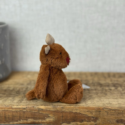 Jellycat Tiny Bashful Baby Reindeer Red Nose - Tiny Brown Jellycat Reindeer 5”