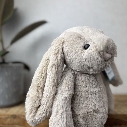 Jellycat Medium Bashful Beige Bunny - Light Brown Bunny Soft Toy Beanie 12” (1)