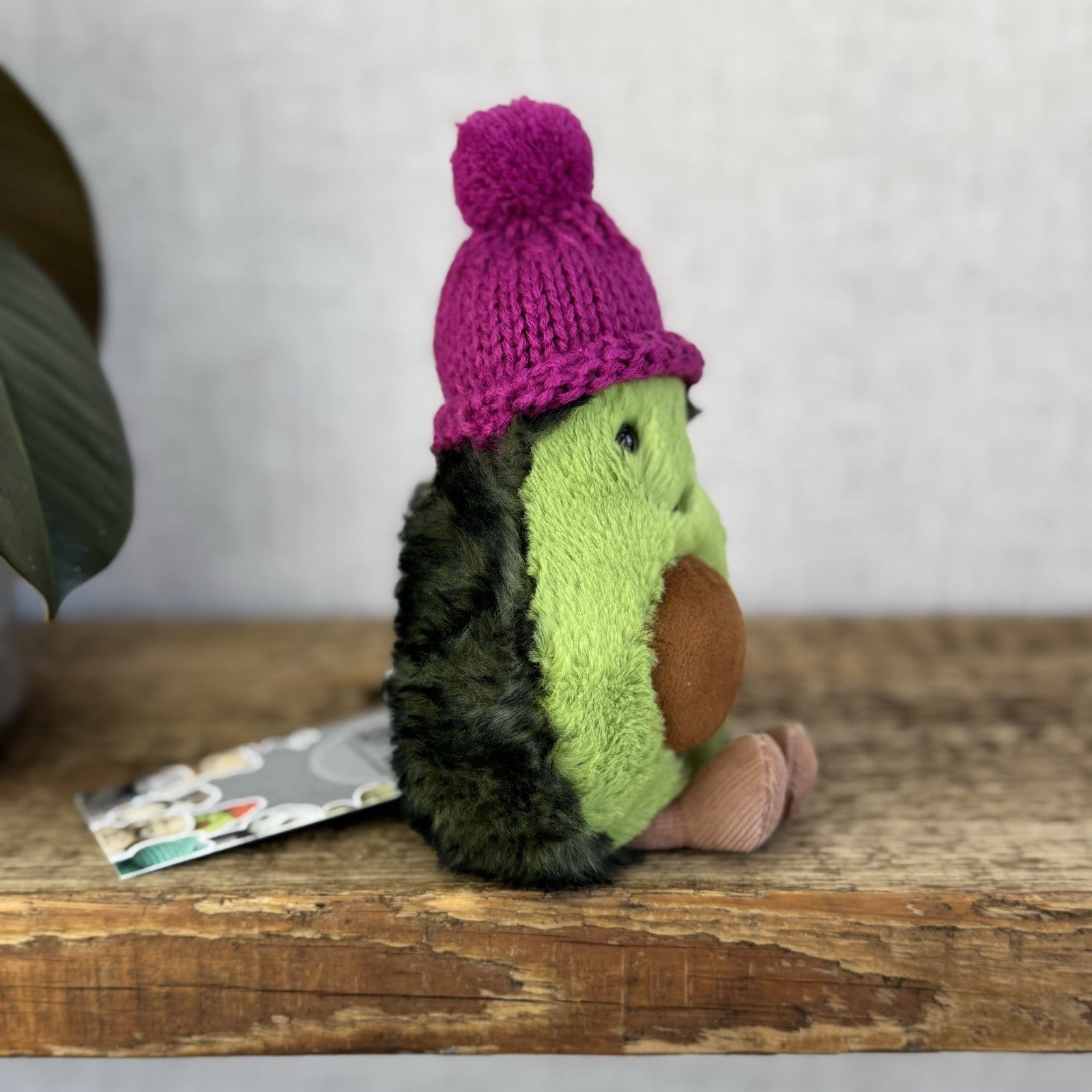Jellycat Fuscia Cozi Amuseable Avocado - Soft Avocado With Purple Beanie Hat 6"