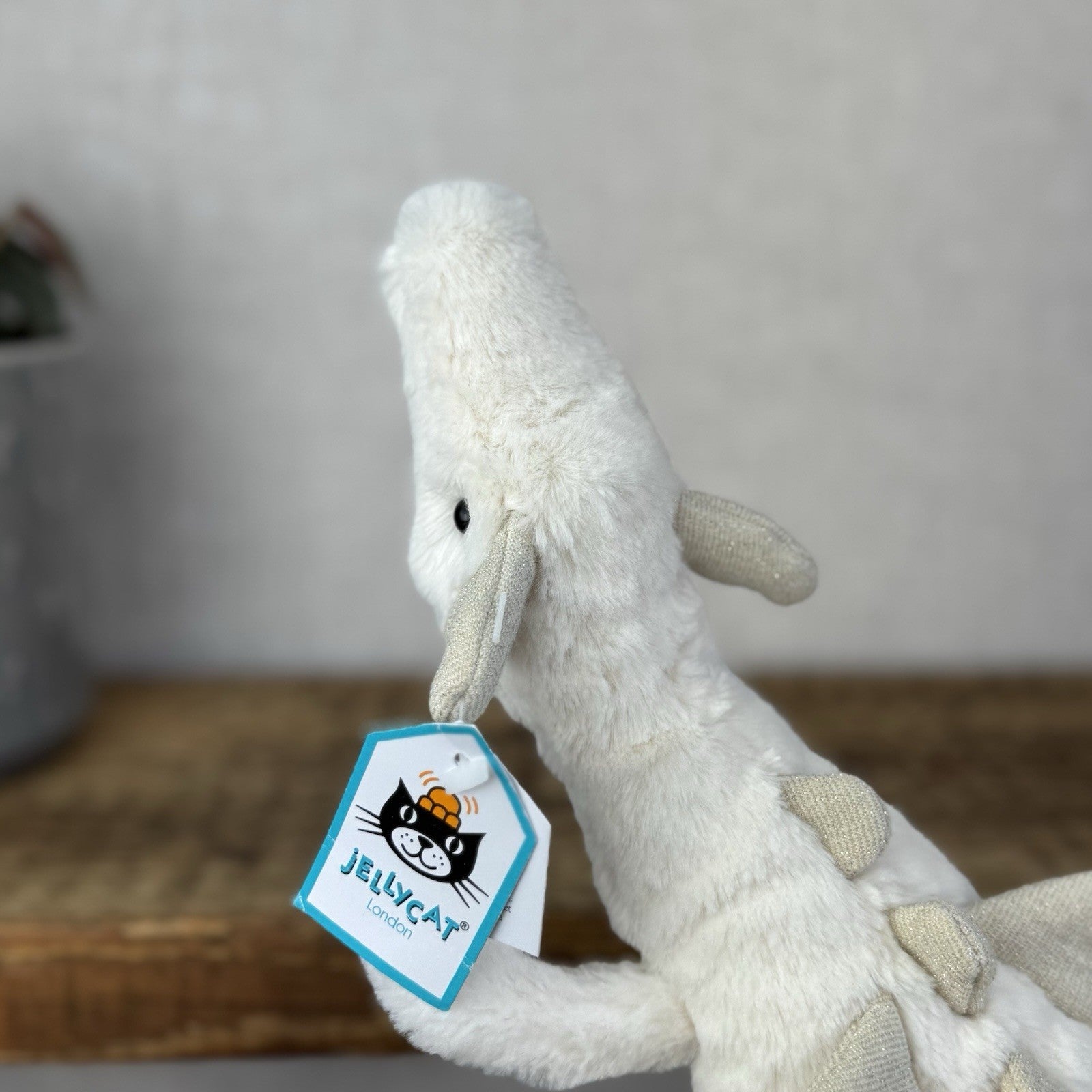 Jellycat Little Snow Dragon - White Dragon Laying Soft Toy Retired New With Tags